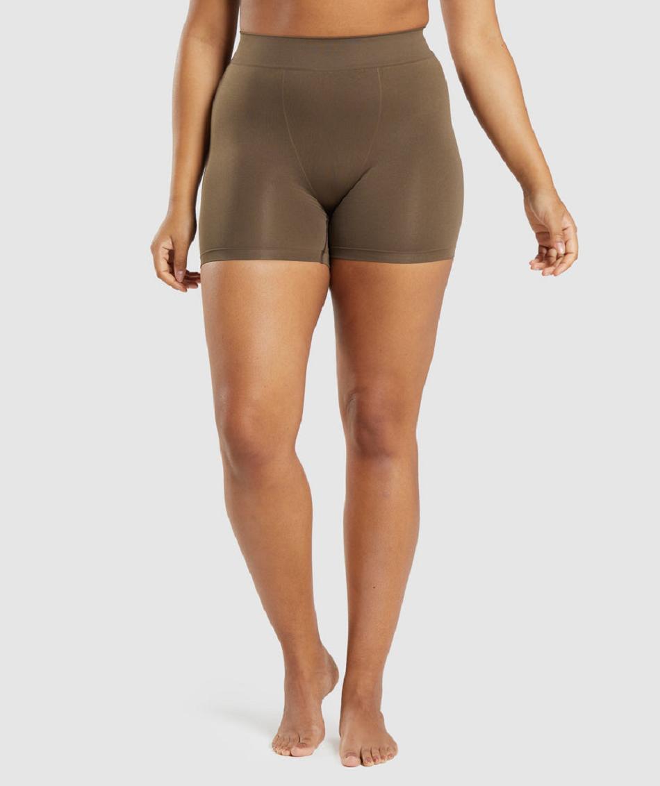 Boxer Damskie Gymshark Seamless Brązowe | PL 3127KOR